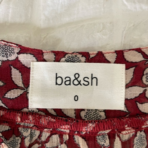 ba&sh Billy ruched Red and White Sheath Dress with Peter Pan Collar - Picture 7 of 13